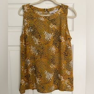 LOFT Sleeveless Shell Floral Mustard (Medium)